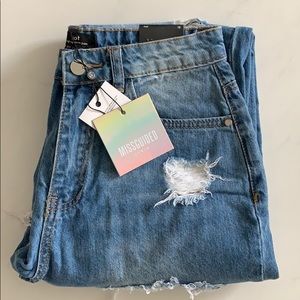 Missguided Distressed High Rise Mom Jeans